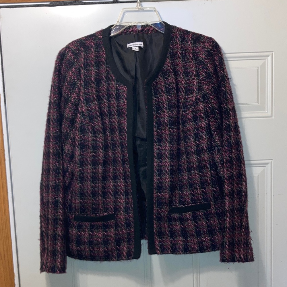 Croft & Barrow Black and‎ Red Tweed Blazer M